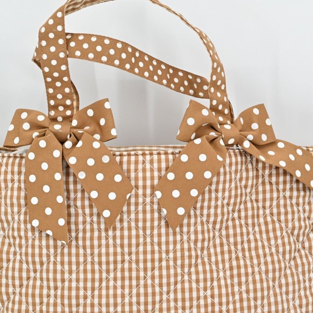 VTG 90s Y2k Deadstock Gingham Polka Dot Quilted Diaper Bag Changing Pad Set - Picture 2 of 9
